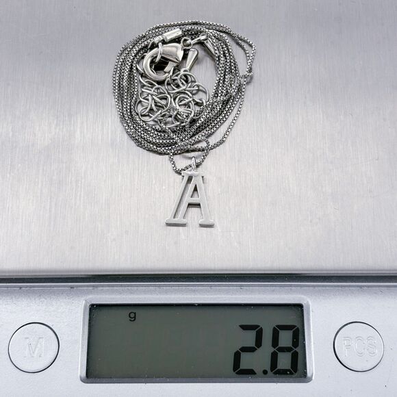 Vintage Silver Tone Letter “A” Pendant Necklace 30"-33" - Picture 5 of 5